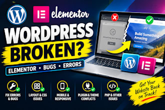 fix wordpress and elementor errors, bugs and layout issues