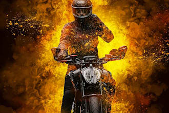 make motorbike on fire and bike repair video with your logo
