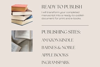 format your book for publishing sites such as amazon kindle and barnes and noble