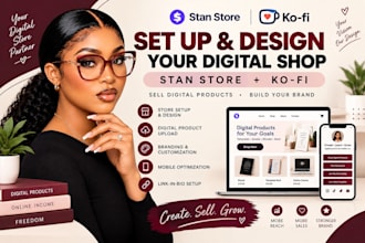 set up and design your stan store and kofi digital shop