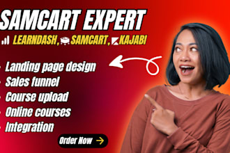 be your learndash online course, samcart landing page, thrivecart sales funnel