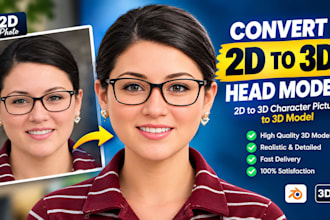 convert 2d to 3d head model 2d to 3d character picture to 3d model