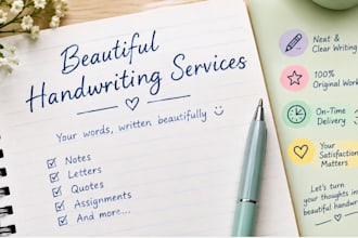 provide neat and beautiful handwriting services