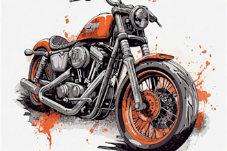 make your motorcycle or rider pics into cool cartoon logo design