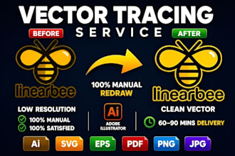 do manual vector tracing, logo vector redraw and recreate vector file