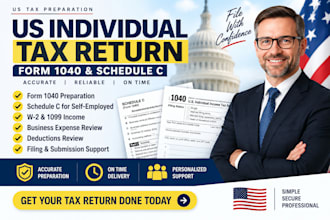 file US individual tax return form 1040 and schedule c