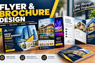 design professional flyers, brochures, bifold and trifold brochures