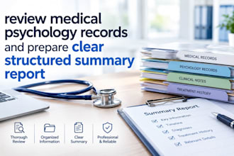 review medical psychology records and prepare clear structured summary report