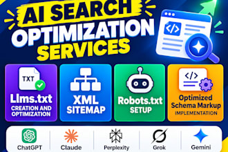 setup llms txt, robots txt, and XML sitemap for website for ai search engines