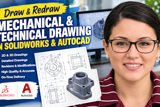 draw and redraw mechanical and technical drawing in solidworks autocad