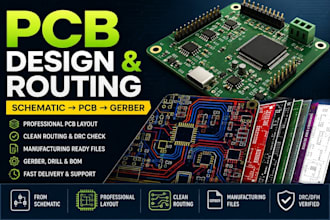 design pcb layout, routing and generate gerber manufacturing files