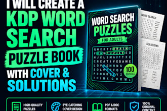 create a KDP word search puzzle book with cover and solutions