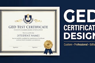 design a professional ged certificate and education certificate