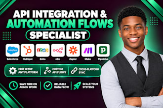 setup salesforce hubspot zoho crm n8n zapier make pipedrive api integration flow
