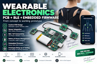design custom wearable electronics, pcb, ble and embedded firmware