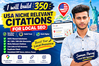 build 350 USA niche relevant citations for local SEO
