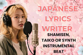 write and compose japanese song lyrics with shamisen taiko instrumental