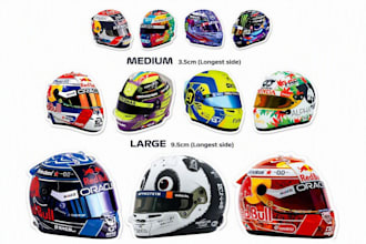 design a custom f1 racing helmet and motorsport logo manually