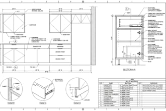 create production ready kitchen cabinet drawings for fabrication