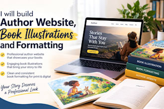 build author website with book illustration and formatting