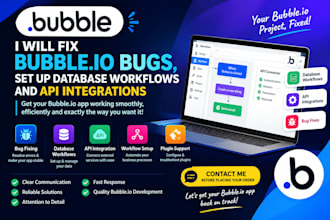 fix bubble io bugs, setup database workflows and api integrations