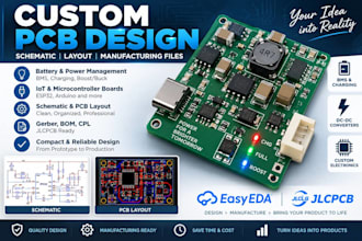design custom pcb, schematic, bms and power management in easyeda