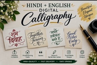 do professional digital hindi and english calligraphy