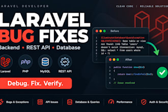 fix, debug, and improve your laravel application or API