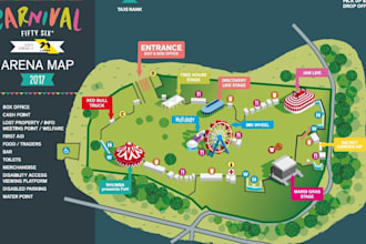 design event map, festival map, venue map and vector map