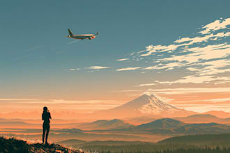 create a travel poster illustration in a retro vintage style