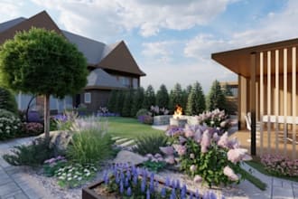 design your garden, backyard and landscape with a realistic 3d plan