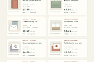 create a wholesale line sheet PDF and matching order grid
