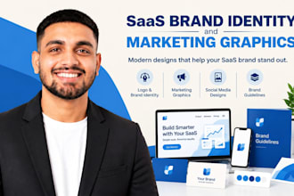 design saas brand identity and marketing graphics for tech startups