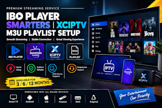 do best streaming service for iboplayer, smarters, xciptv, m3u playlist 3, 6, 12