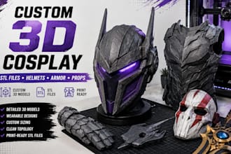 create custom 3d cosplay models, stl files and props