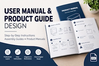 design a professional user manual, product guide, and instruction booklet