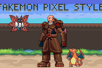 do unique fakemon sprites in a pixel art style
