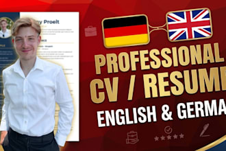 create a professional resume, CV in english or german