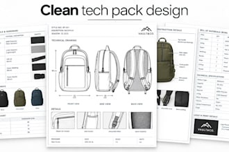 create a detailed bag tech pack for manufacturing