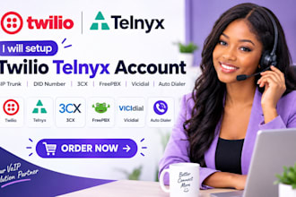 twilio telnyx account sip trunk did number 3cx freepbx vicidial auto dialer ivr
