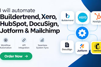 automate buildertrend, xero, hubspot, docusign, jotform and mailchimp