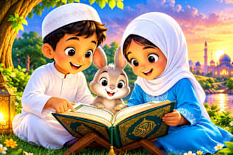 illustrate islamic children books with beautiful custom illustrations