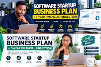 write a software startup business plan and 5 years financial projection