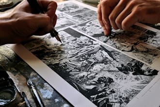 custom comic art, panel, cover and character page for books