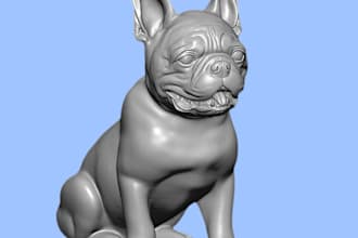 design custom pet statue 3d sculpt, realistic animal portrait printable stl