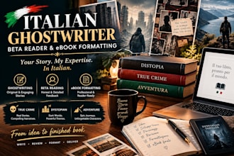 italian ghostwriter formatt beta read dystopian true crime adventure novel ebook