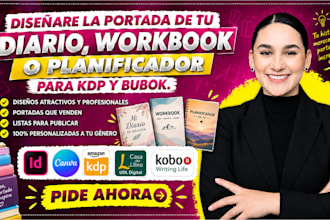 disenare la portada de tu diario, workbook o planificador para KDP y bubok