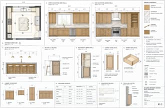 create professional interior design shop drawings, kitchen plans, sections, and