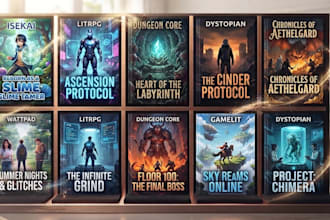 design litrpg isekai dungeon core ttrpg gamelit wattpad dystopian book cover