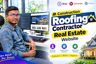 design roofing, construction, real estate wordpress website with CRM integration